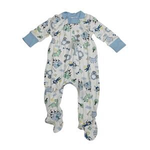 NWT Magnolia Baby Preemie Little Prince Blue Printed Zipper Footie